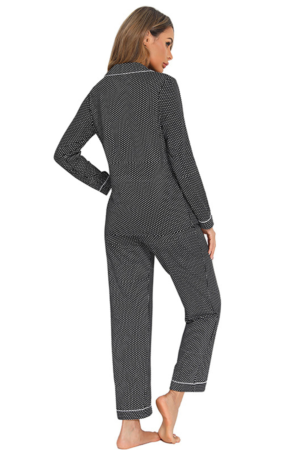 Conjunto de ropa de casa con cuello y bolsillo