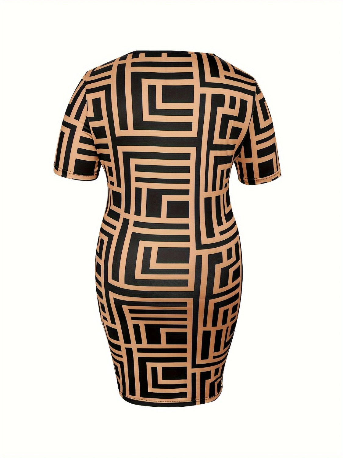 Minivestido de talla grande con escote corazón y manga corta