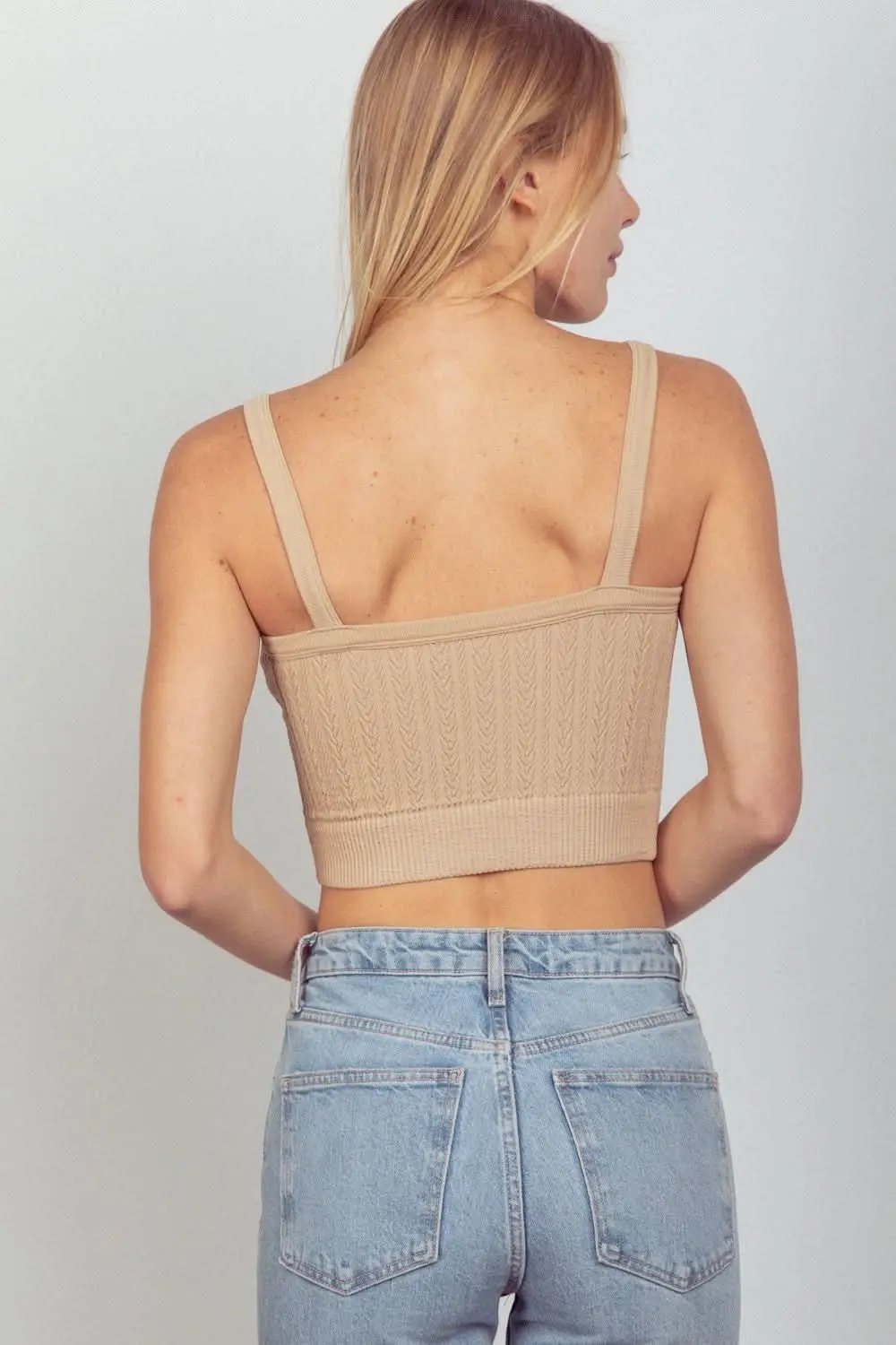 T-Shirts Trendsi Cable Knit Cropped Top Women's Casual Cami Seamless & Comfy
