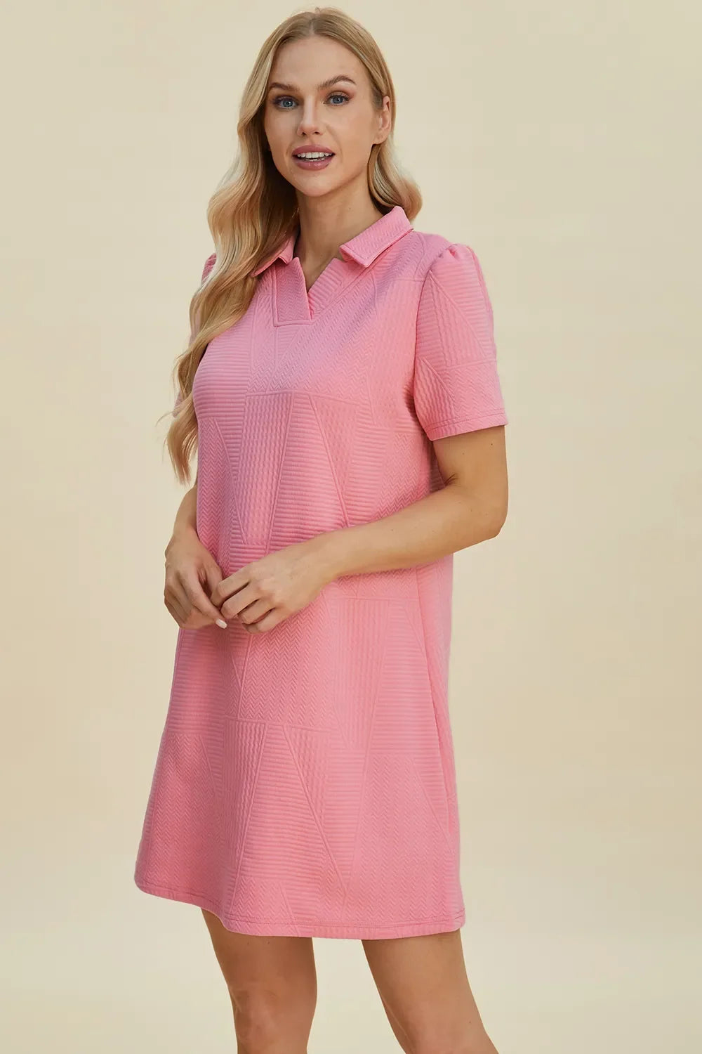 Texture Short Sleeve Dress