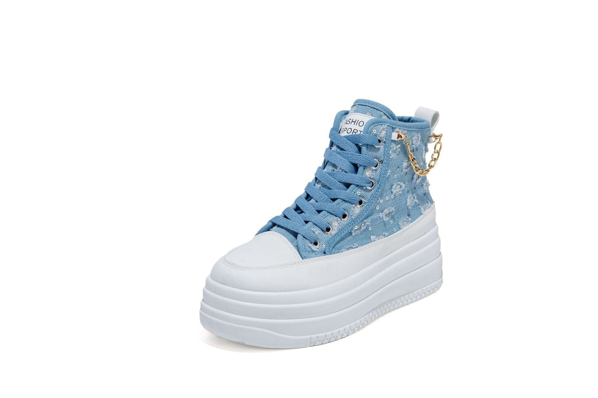 Women's Denim Fashion Casual Chain-Strap Shoes