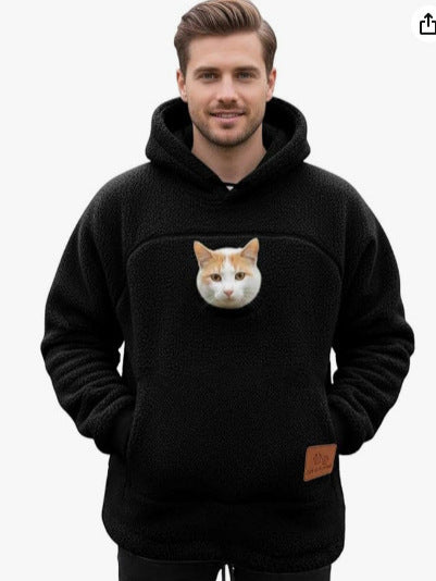 European And American Style Fleece-Lined Hooded Sweatshirt, Unisex, Loose Fit, Casual, Warm, Cross-Border Bestseller With Drawstring