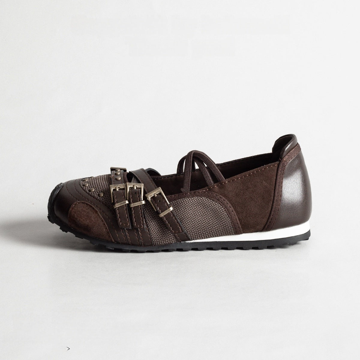 Women's Niche Retro Belt Buckle Sports Mary Jane Flats
