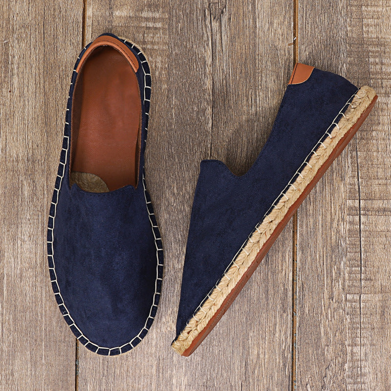 Men's Straw Woven Hemp Rope Fisherman Slip-On Flats
