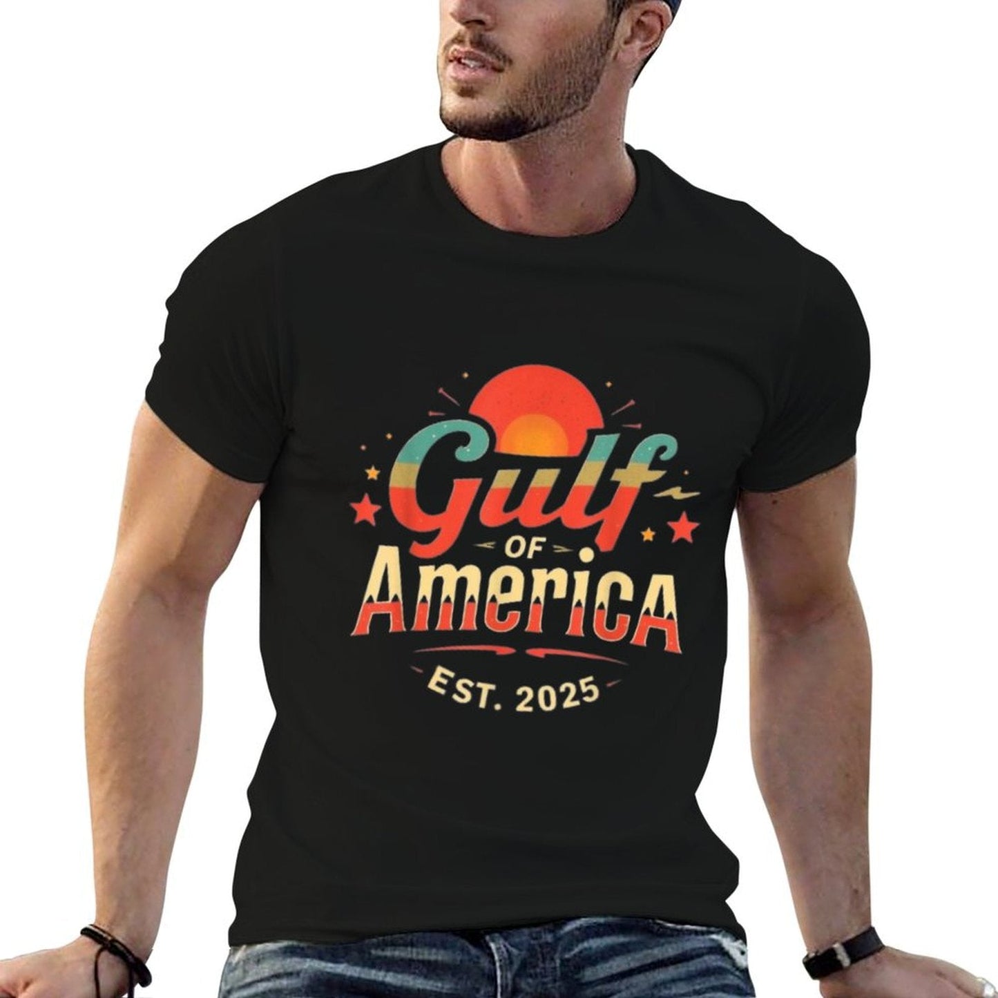 Gulf Of USA America Est 2025 Vintage Retro American Gulf US Graphic-printed T-Shirt