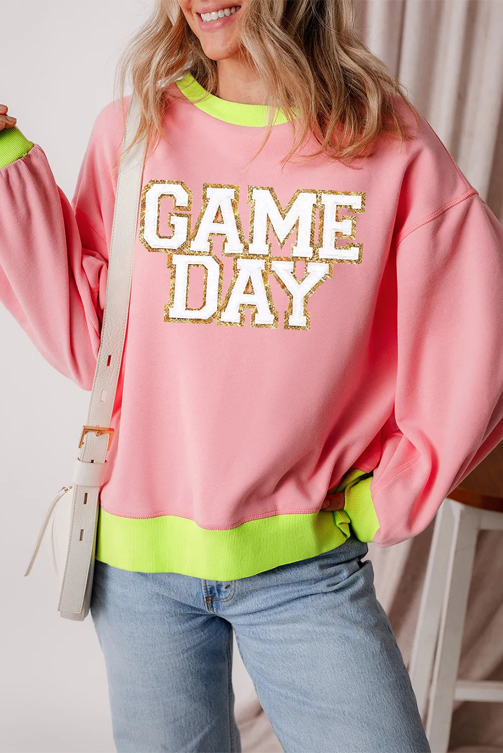 Sudadera de cuello redondo con manga larga y estampado de letras