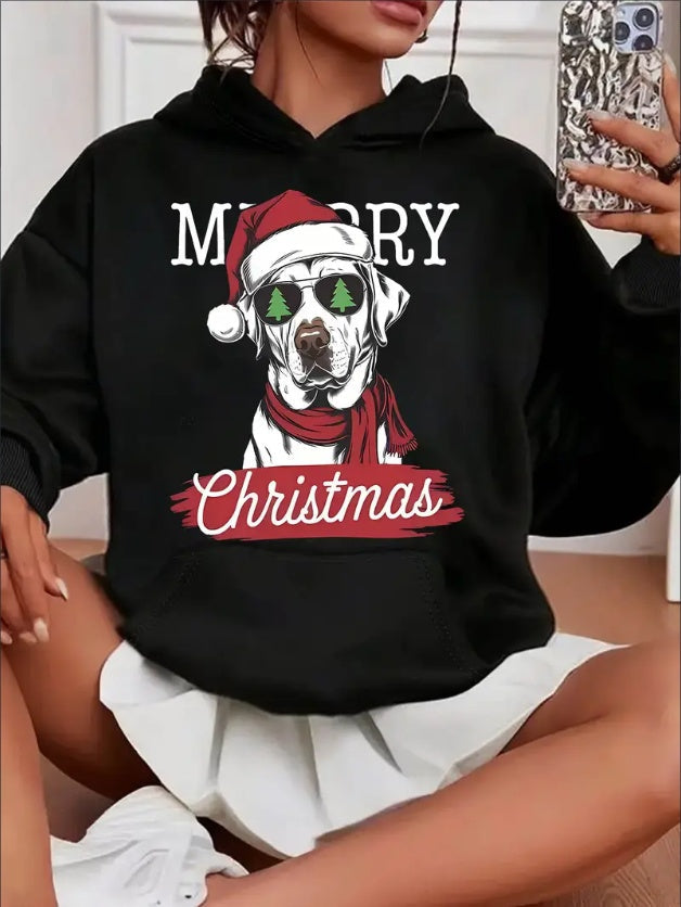 Sudadera con capucha para perros de Navidad para mujer
