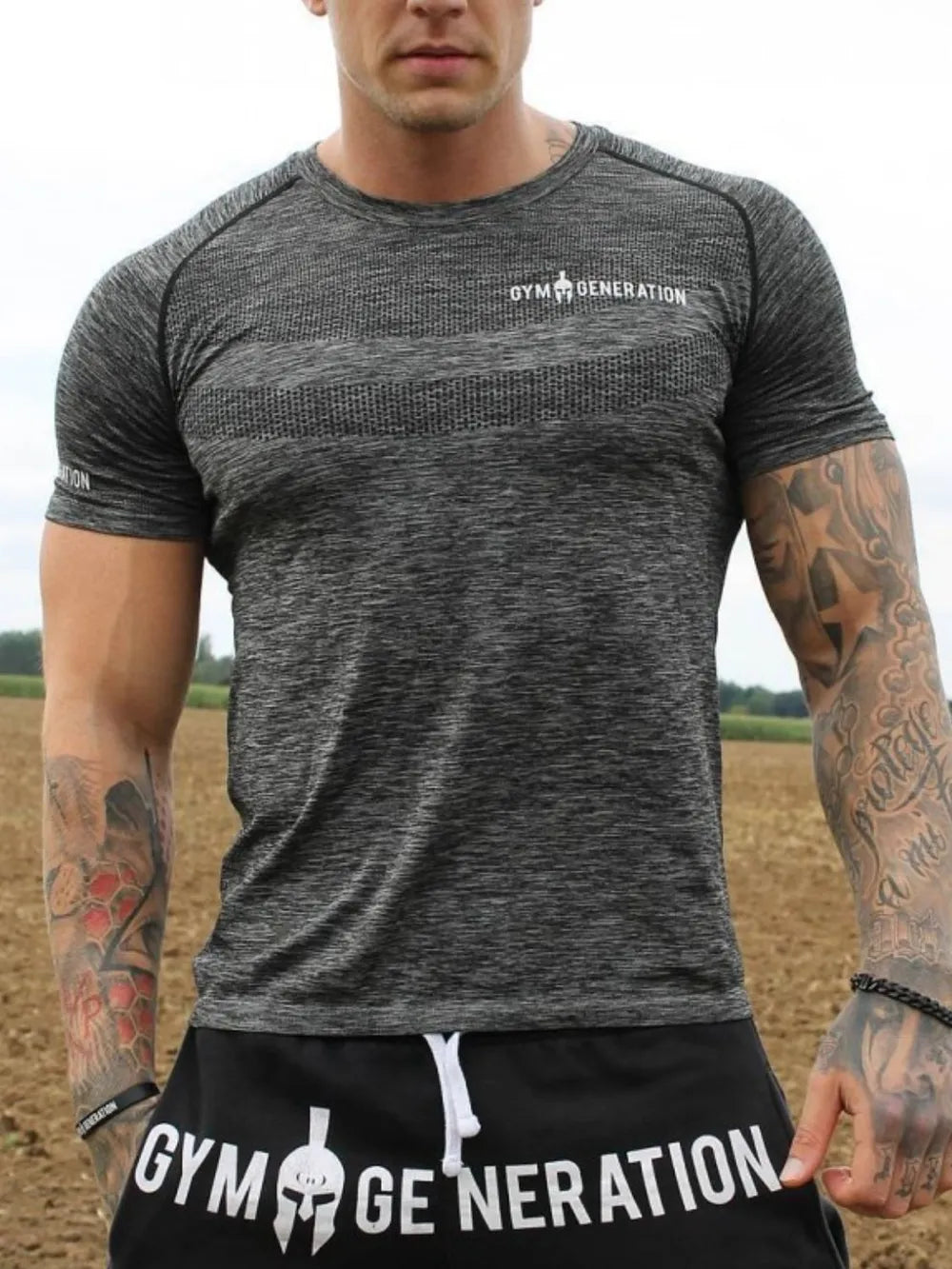 Camiseta de manga corta y cuello redondo de talla grande para hombre