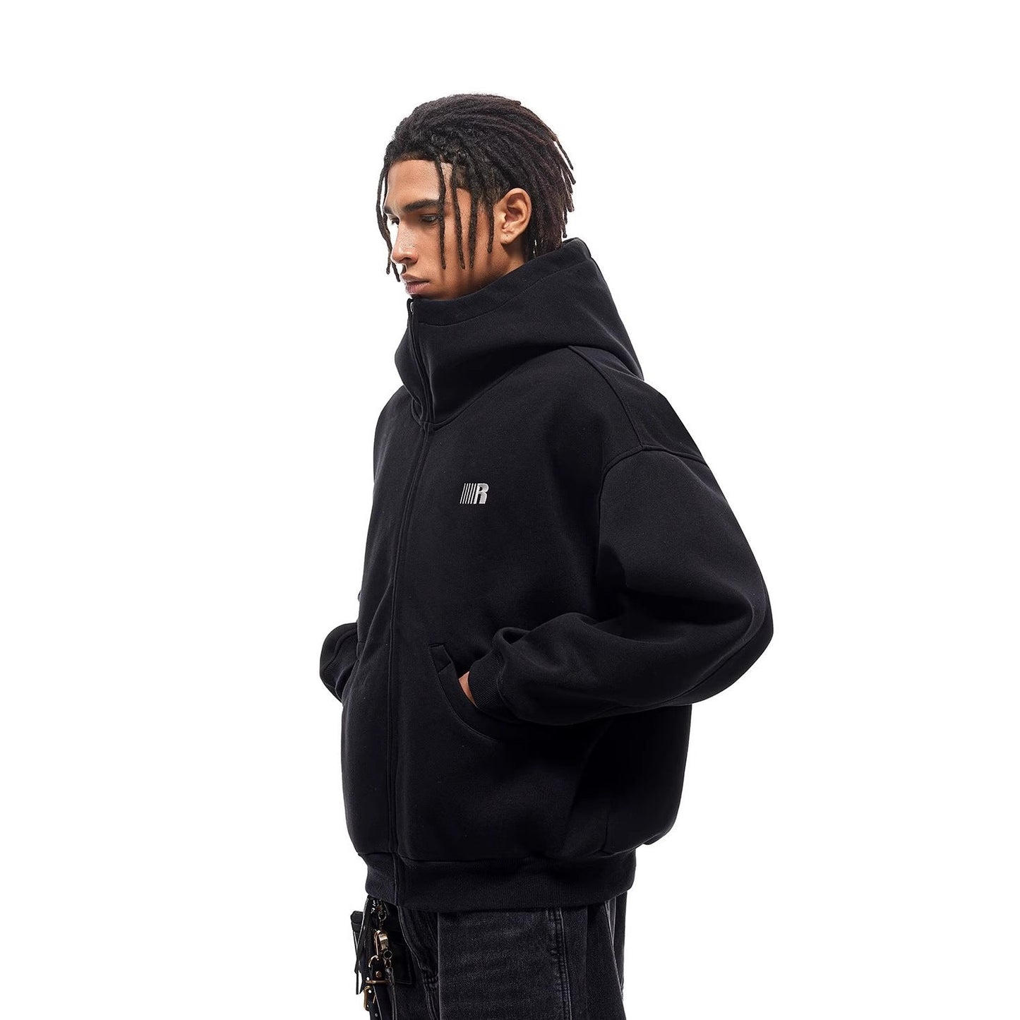 Heavyweight High-neck Air-layer Hooded Sweatshirt