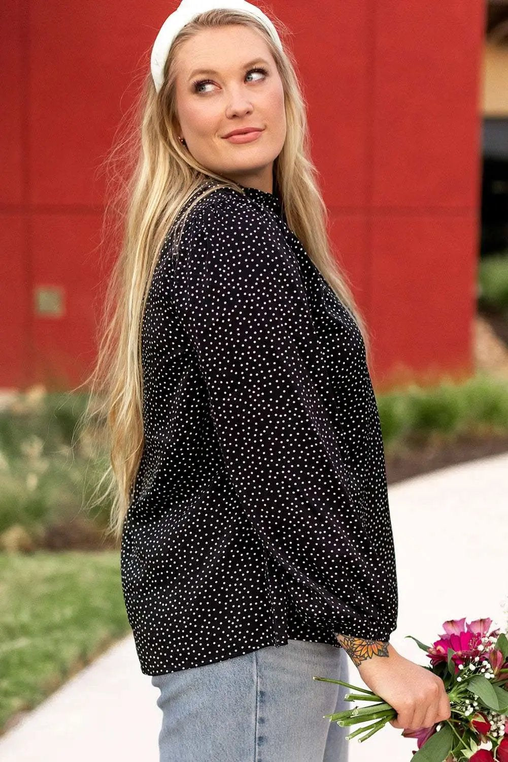 Pants Love Salve Black Leopard Print Women's Blouse V-Neck Stylish Plus Size Top