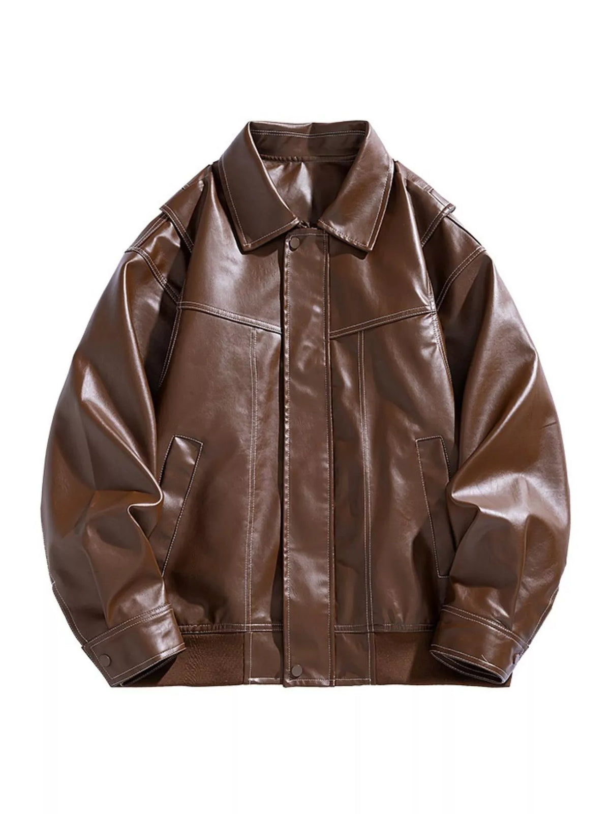 Men's Plus Size Zip Up Leather Jacket
