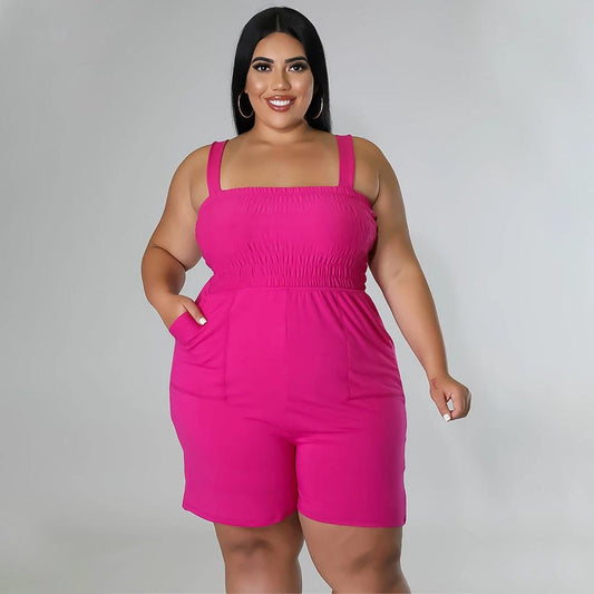 Mono fruncido sin espalda de color liso ajustado a la moda