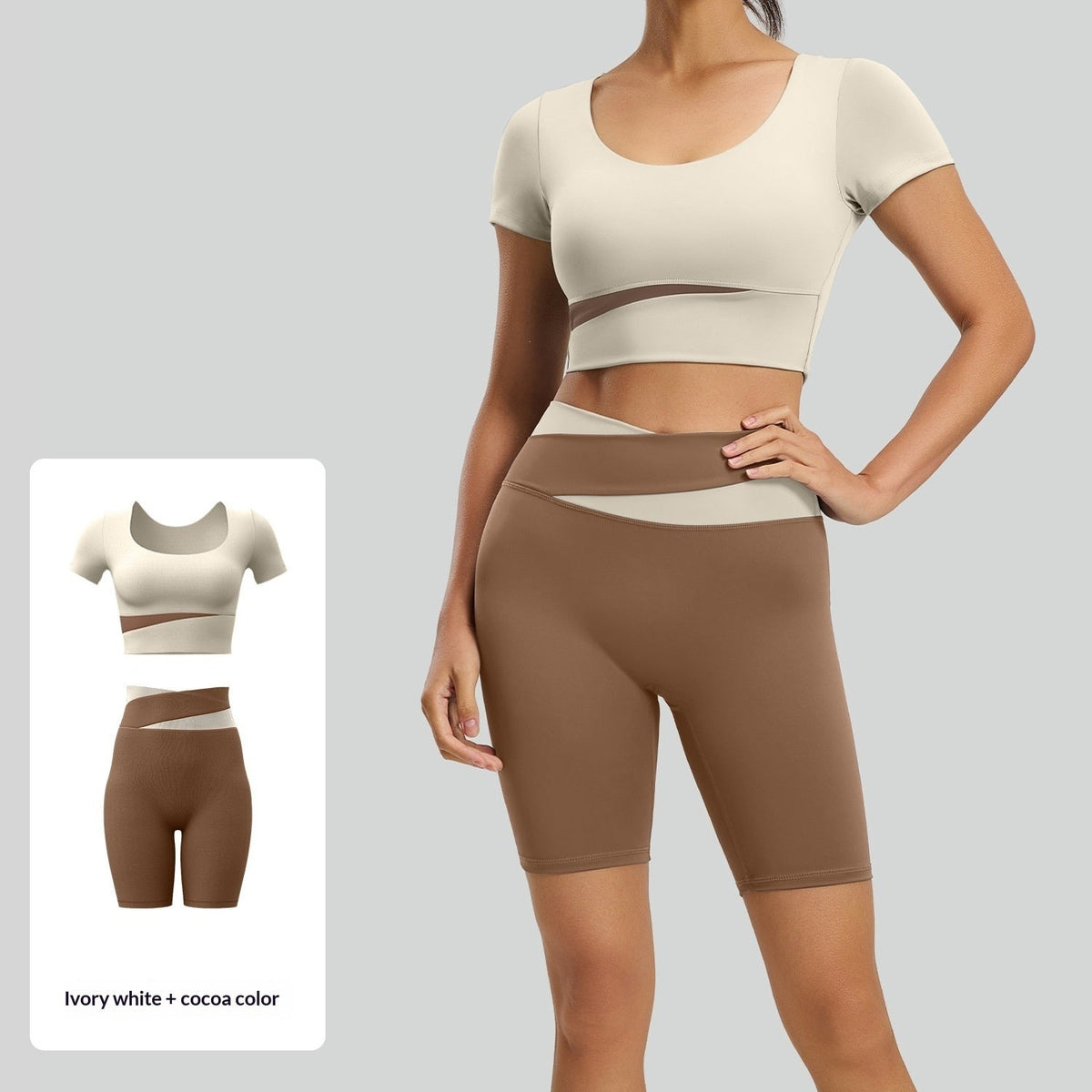 Color-block Yoga Outfit Set For Women Figure-flattering And Slimming