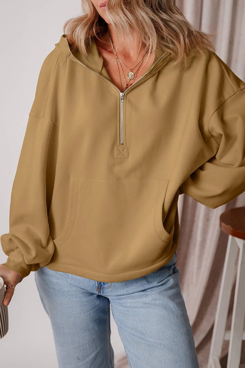 Women's Hoodie - Half Zip Fleece - Cozy Daily Pullover