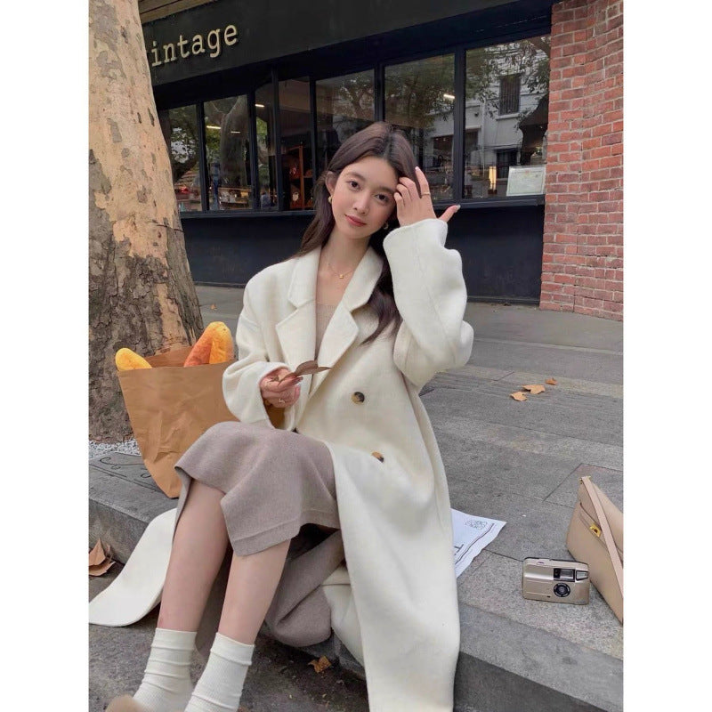 Stylish, Western-style Double-faced Wool Coat For Women