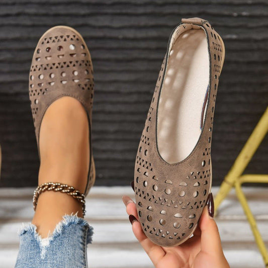 Women's Chunky Heel Wedge Pumps – Wide Size Full-Grain Leather