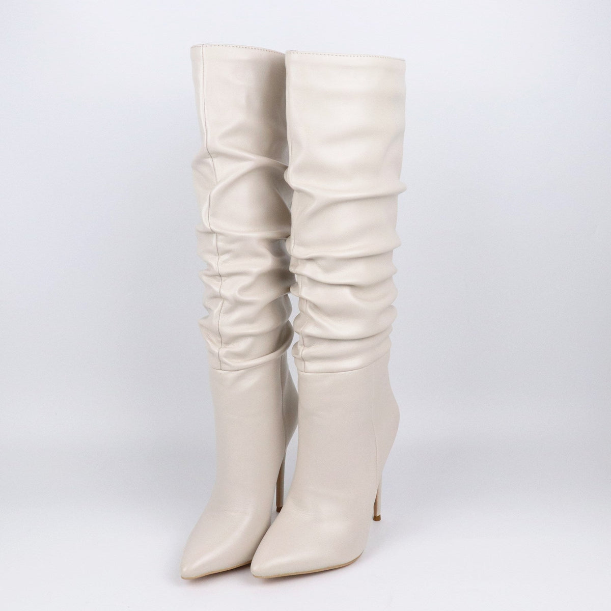 Women's Pleated Pointed-Toe Stiletto High-Heel Boots