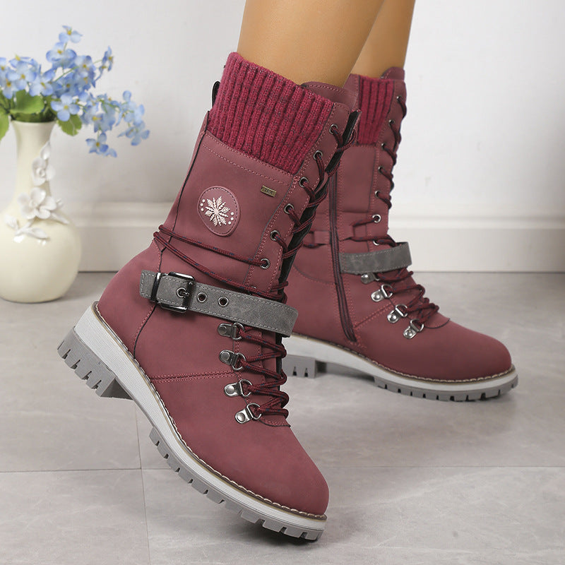 Women's Fur Integrated Knee-High Snow Boots