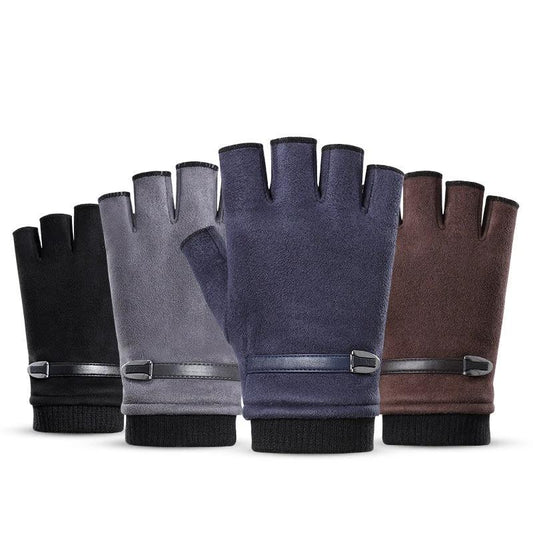 Guantes de medio dedo de gamuza para deportes al aire libre y ciclismo