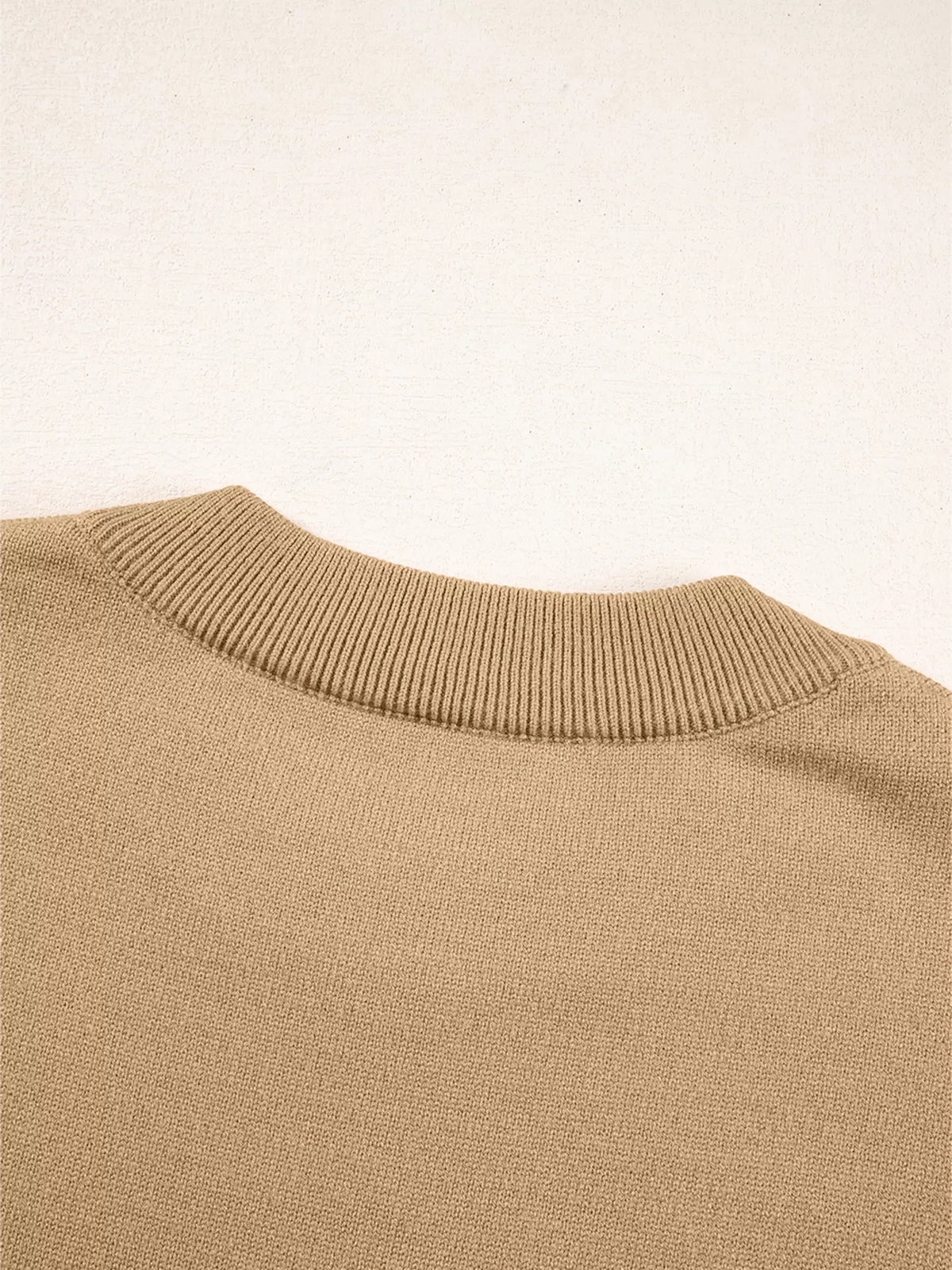 Center Seam Drop Shoulder Pullover Solid Sweater