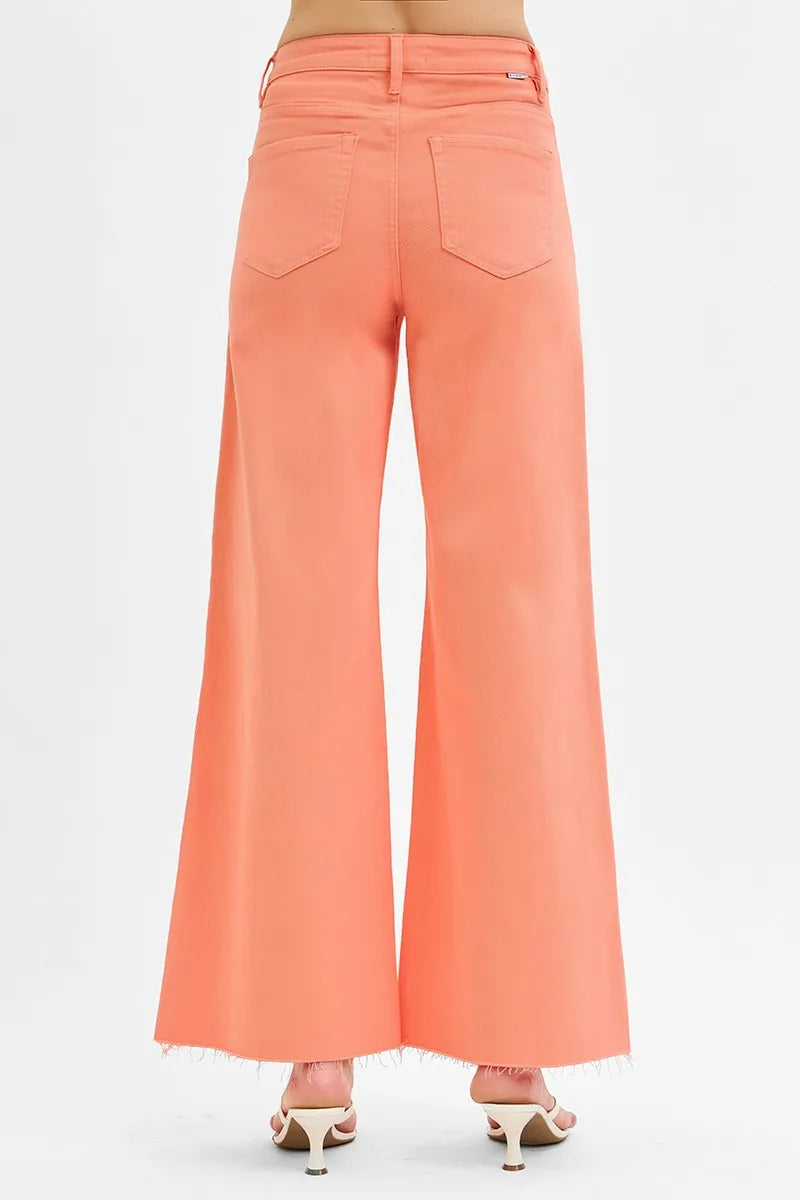 RISEN Jeans Palazzo de Pierna Ancha de Talle Alto con Control de Abdomen Talla Grande