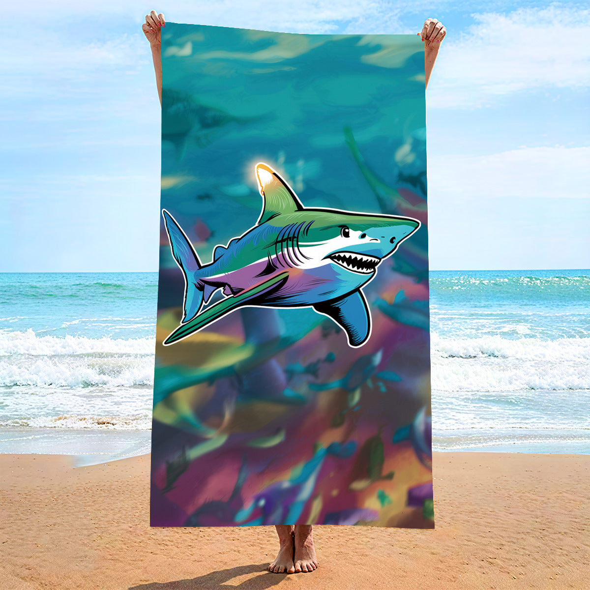 Moisture Absorption Quick-drying And Soft Skin-friendly Double-sided Velvet Beach Towel Polyester Brocade