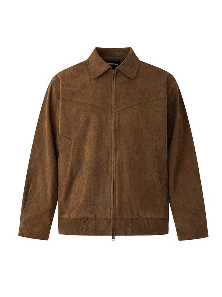 Men's Faux Suede Collared Jacket