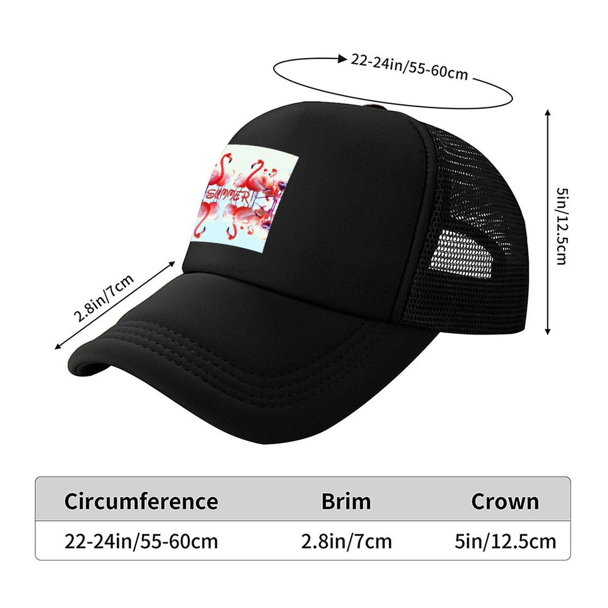 Pink Flamingos Summer Design Trucker Hat (Made in USA)