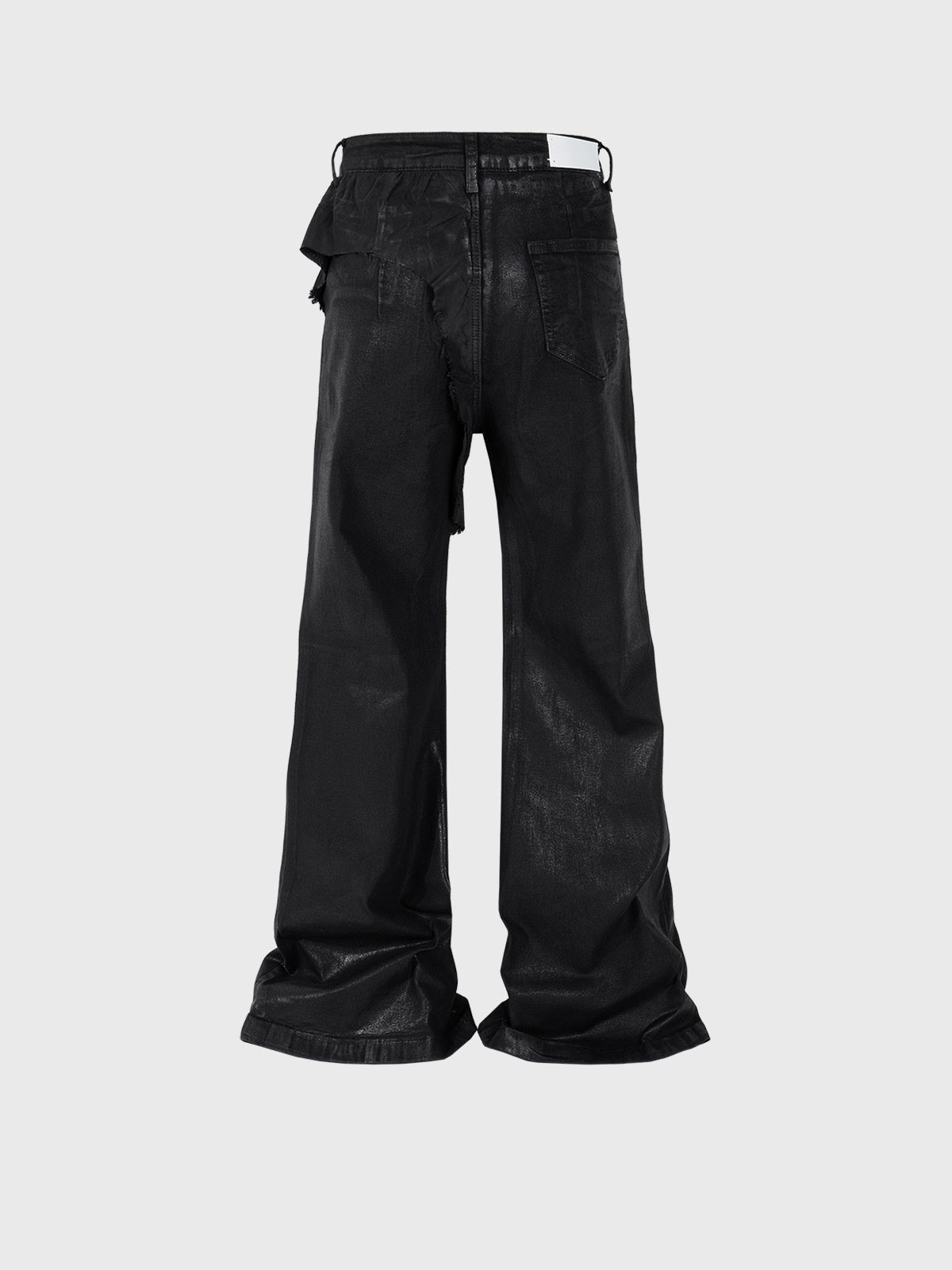 Men's Vinyl Coated Bootcut Trousers Stitching Damaged Jeans