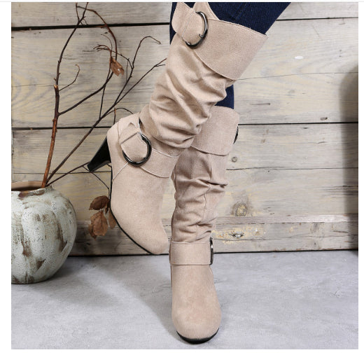 Women's Belt Buckle Mid Boots