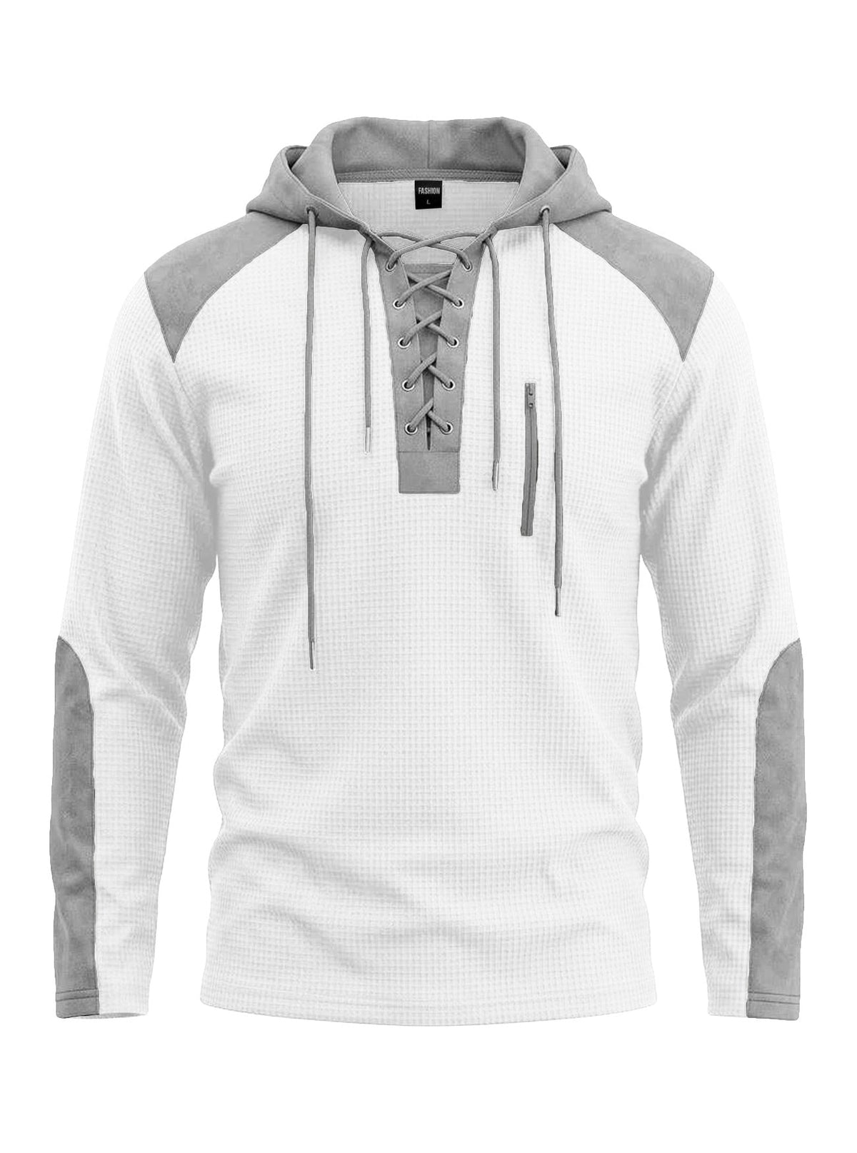 Cross-border TK Men's Waffle Pattern Color-blocked Hoodie, European And American Style, With Drawstring, Plus-size Long-sleeve Top, Casual Pullover Sweatshirt