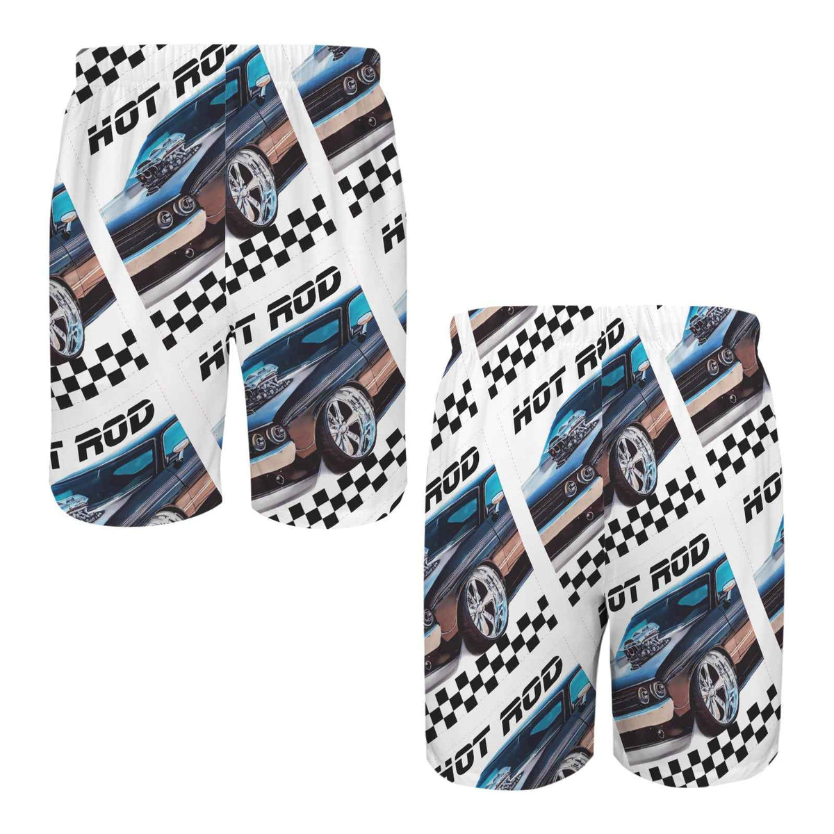 Hot Rod Muscle Car Men's All Over Print Elastic Beach Shorts