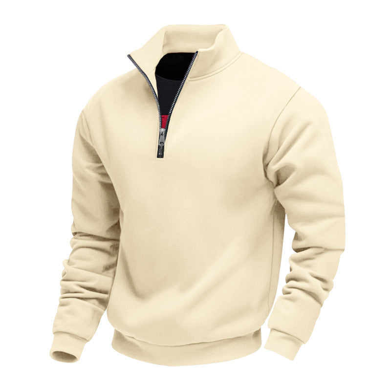 New Winter Mens Zip-up Fleece-lined Solid-color Jacket