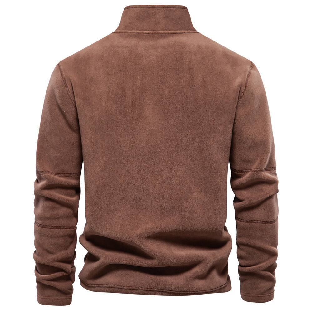 Sudadera con cremallera de cuello alto, forro polar, estilo casual de invierno, para hombre