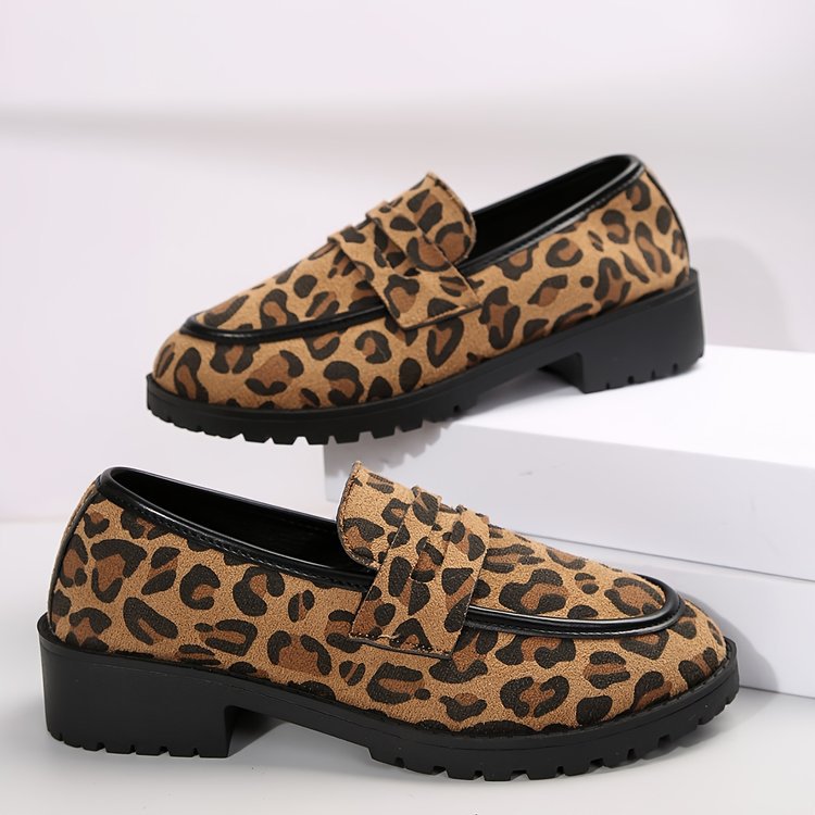 Leopard Print Lug Sole Flats