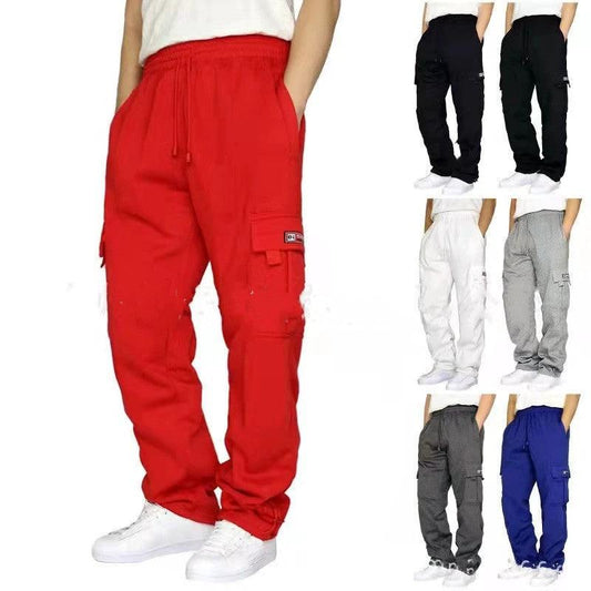 Pantalones de chándal para hombre, con cordón, cintura elástica, tipo jogger