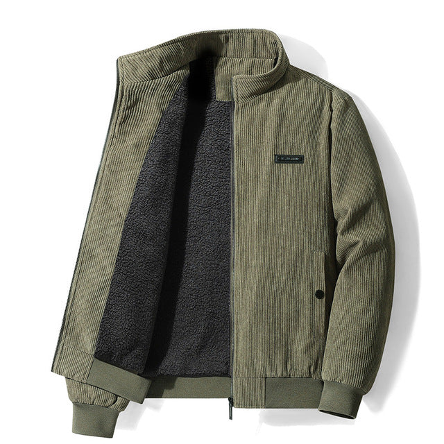 Men's Thickened Corduroy Winter Coat - Large Size