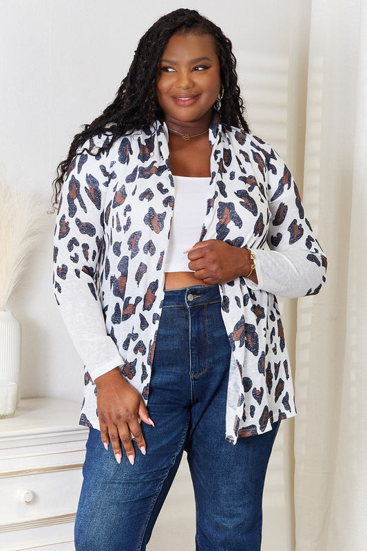 Cárdigan de manga larga con estampado de leopardo Double Take
