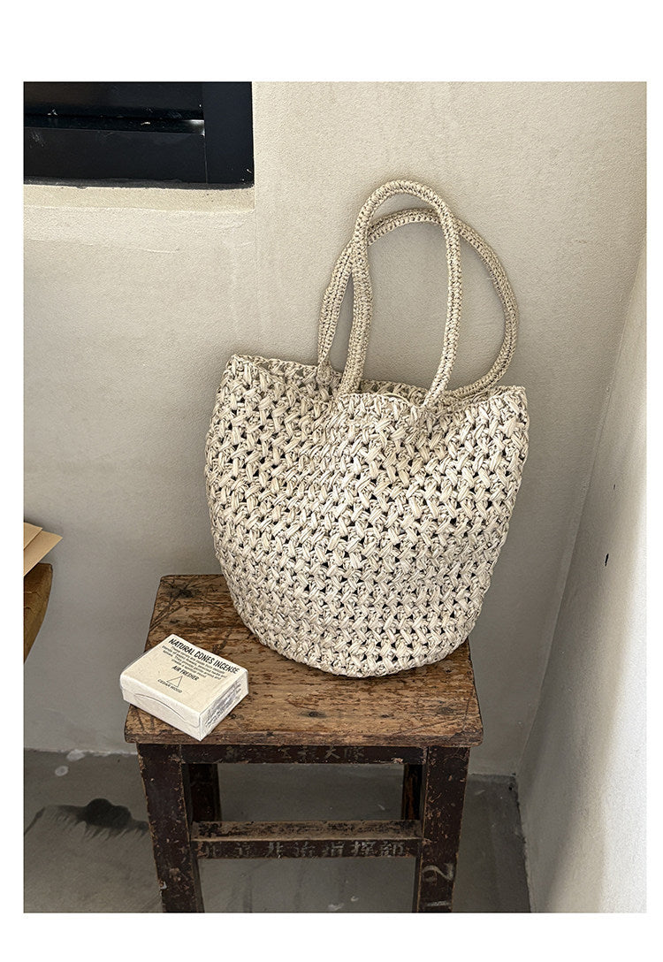 Handwoven Raffia One-Shoulder Tote Bag Handbag