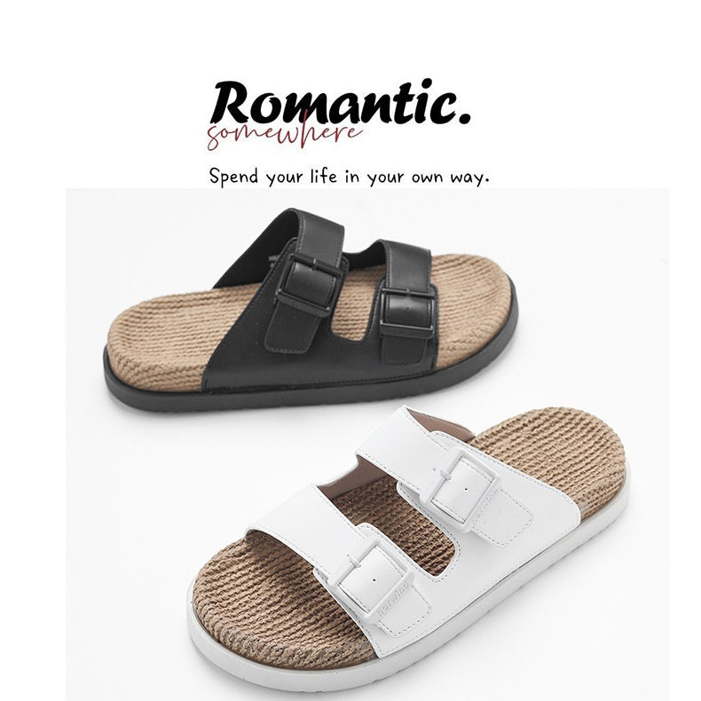 Hemp Rope High Massage Mid-bottom Home Casual Slippers
