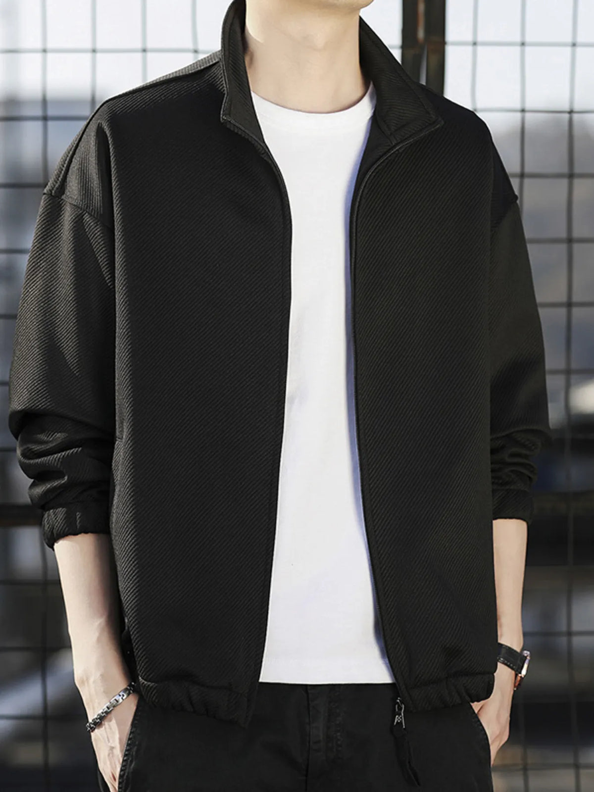 Men's Plus Size Zip Up Long Sleeve Jacket