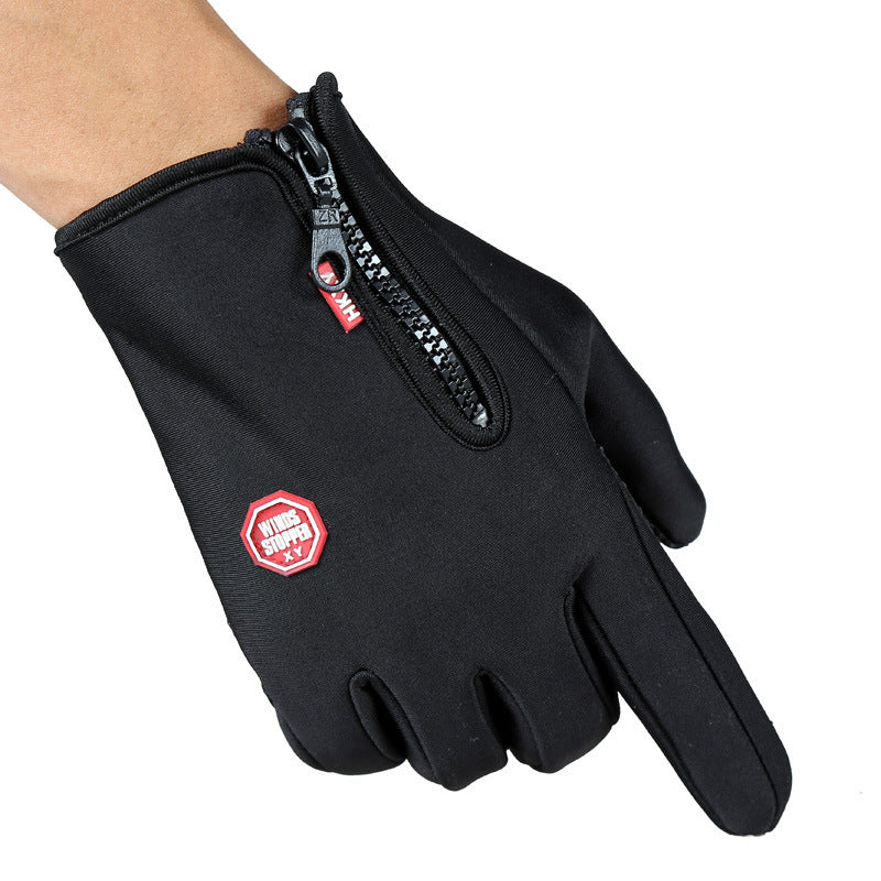 Men's Full Finger Touch Screen Zipper Outdoor Gloves
