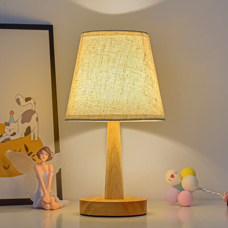Simple Modern Creative LED Bedside Lamp Dimming Remote Control Solid Wood Small Table Lamp