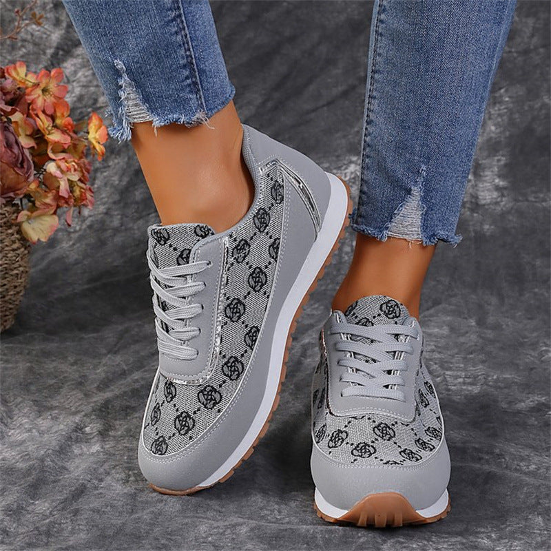 Zapatillas de lona con estampado floral y cordones – Zapatos de lona cómodos