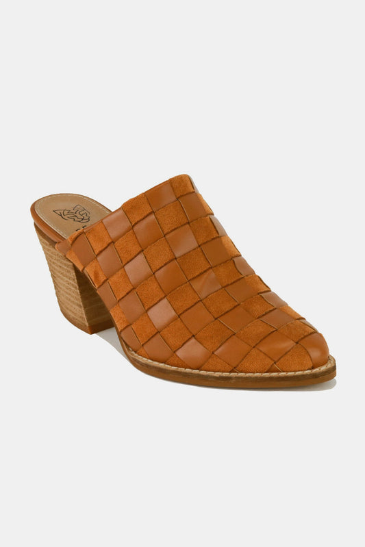 Zapatos Mule de Tacón con Bloque y Tablero de Ajedrez Tejido de Beast Fashion
