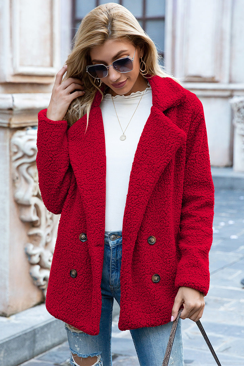 Abrigo de Sherpa con Cuello Solapa Completo Ivy Lane