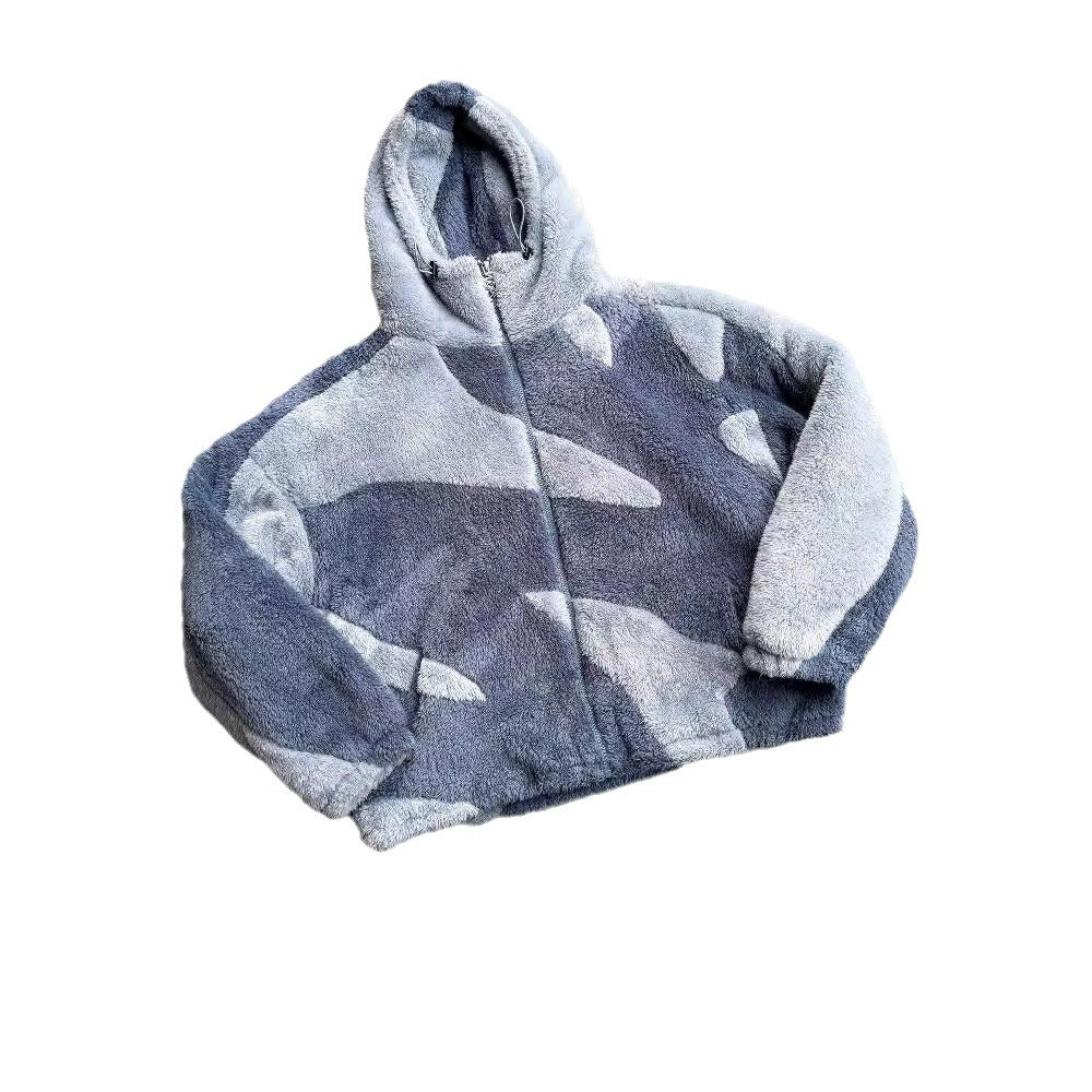 Fashionable Warm Lambswool Casual Cardigan Zip Jacket