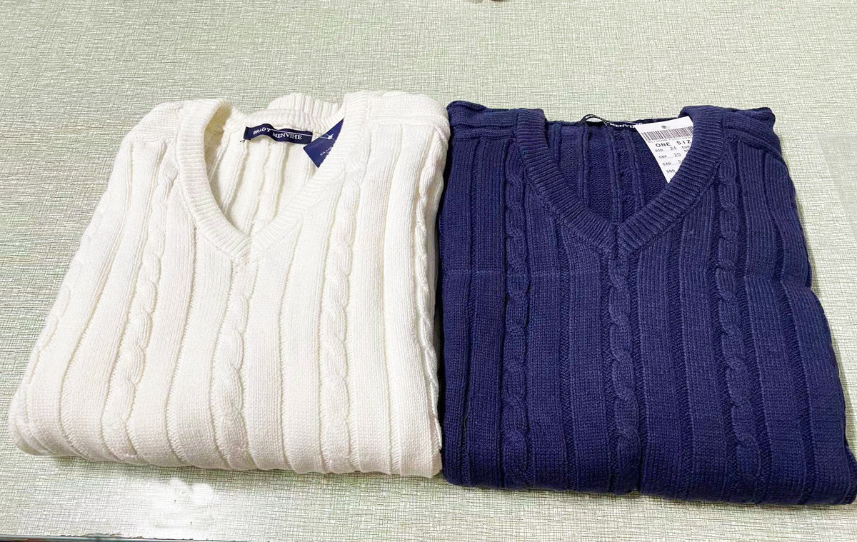 Women's Clothing Autumn Winter Retro V-neck Cable-knit Sweater
