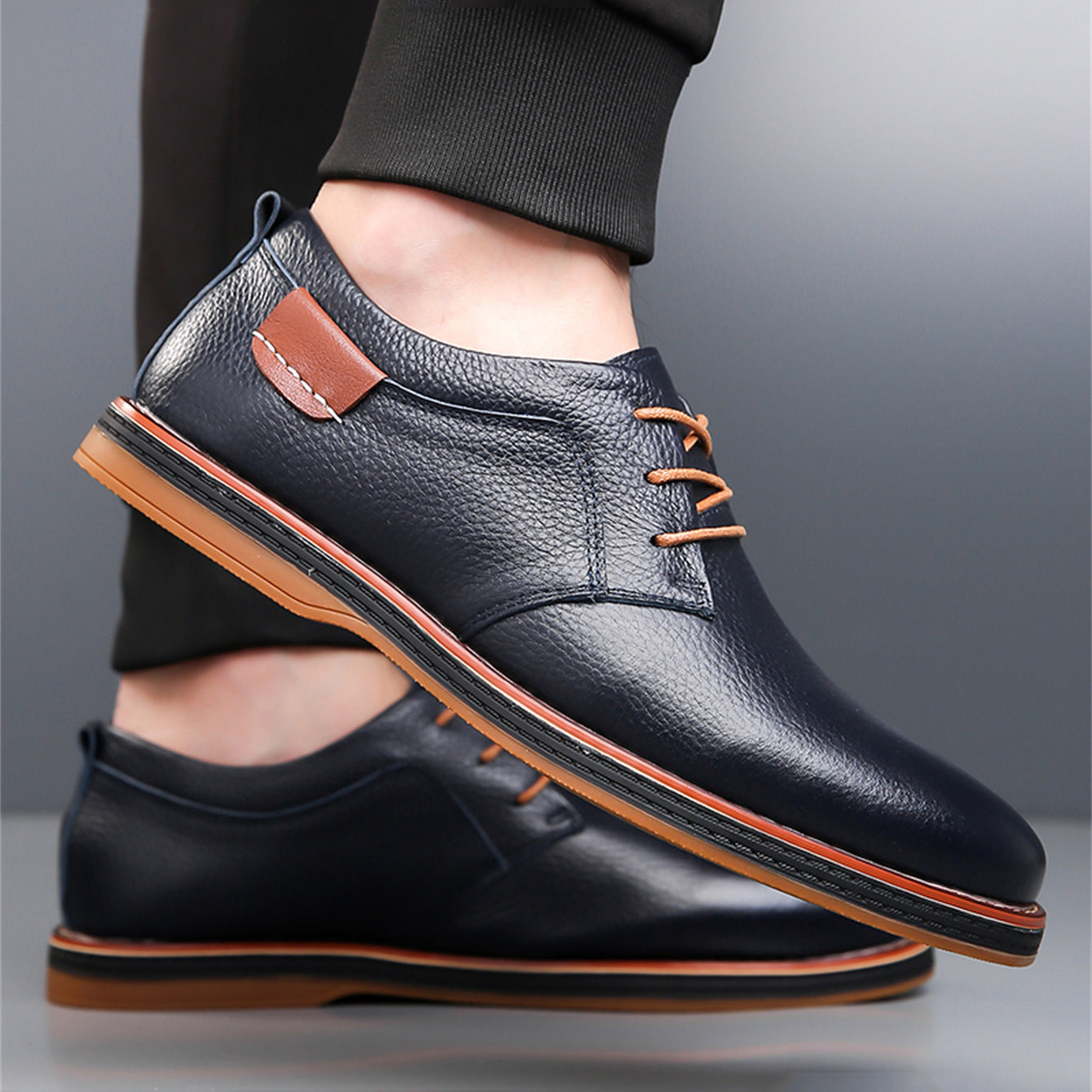 Men's Leather Derby Flats
