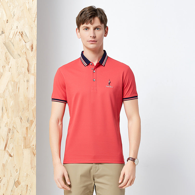 Rego Men's Business Polo Shirt - Summer Solid Color T-shirt